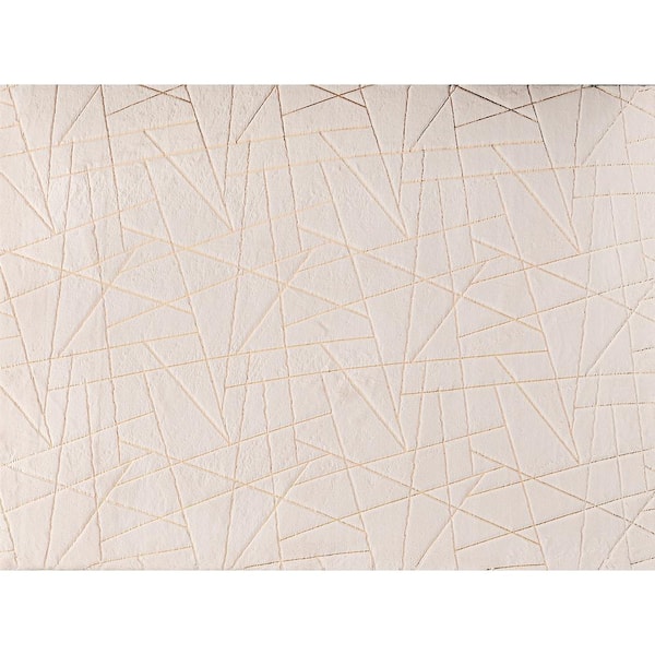 Lily Luxury Chinchilla Faux Fur 4'x6' Beige/Gold Abstract Rectangular Area Rug