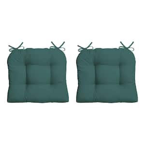 18 in. x 20 in. Peacock Blue Green Texture Rectangle Wicker Seat Cushion (2-Pack)