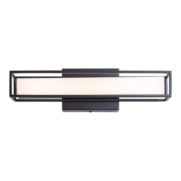 Maxax Houston 15.75 in. 1-Light Modern Matte Black Integrated LED Adjustable 3 CCT Vanity Light Bar