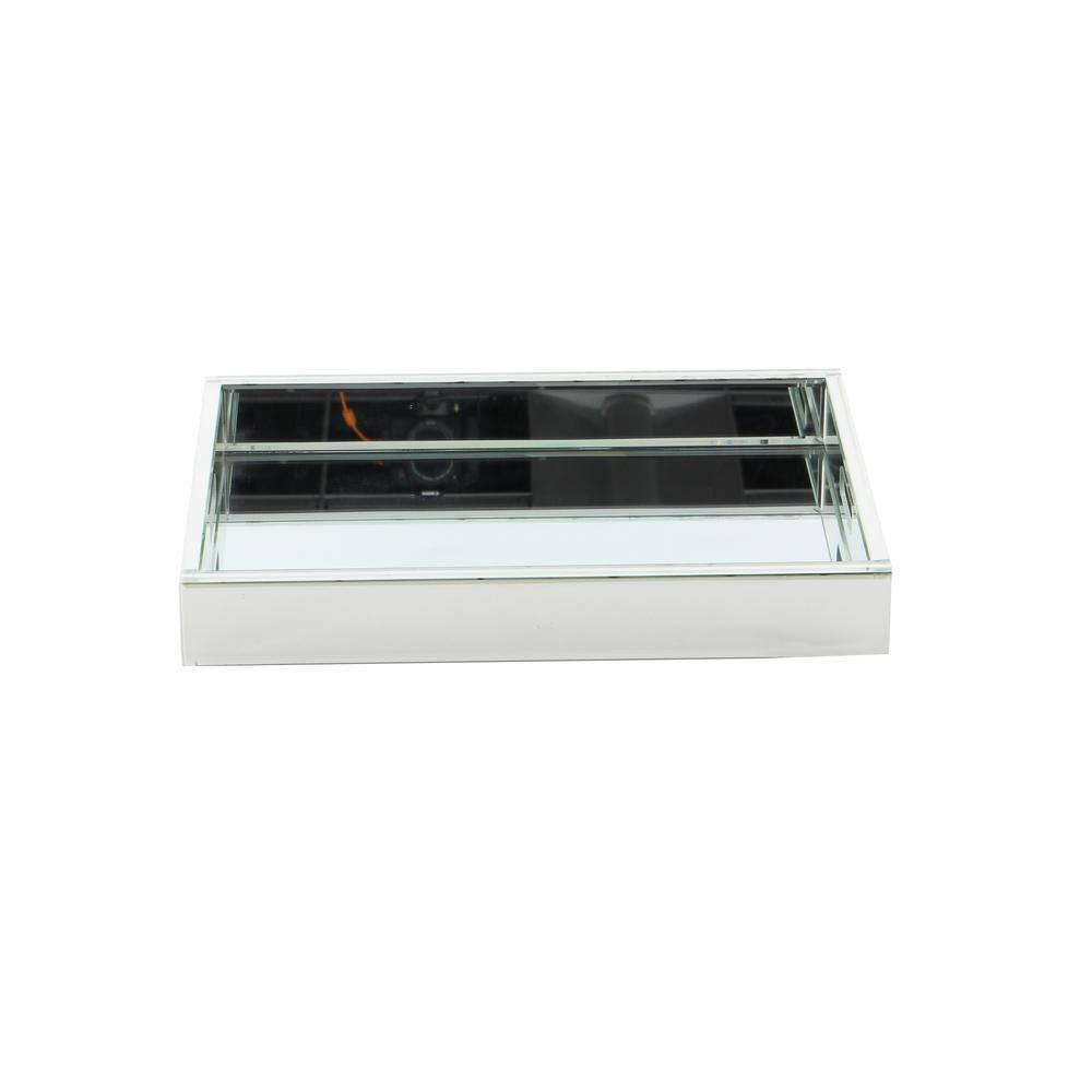 Silver Mirrored Rectangular MDF Decorative Tray