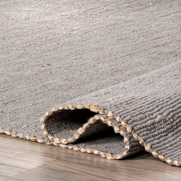 Elfriede Farmhouse Jute Blend Area Grey 3 ft. x 6 ft. Indoor Runner Rug