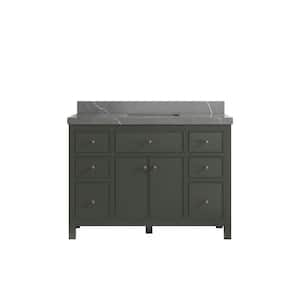 Sonoma 48 in. W x 22 in. D x 36 in. H Bath Vanity in Pewter Green with 2" Piatra Quartz Top