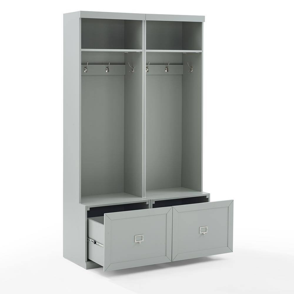 Gray 2-Piece Hall Tree Entryway Set with Storage Drawers