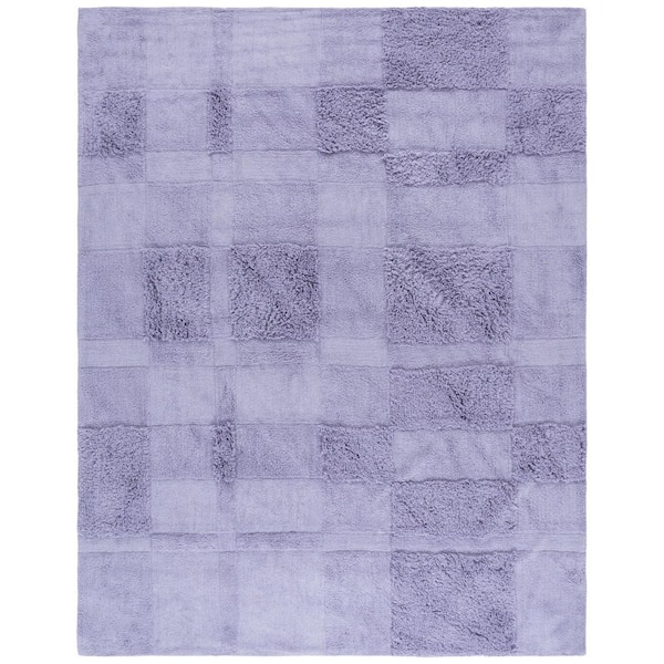Easy Care Lilac 8 ft. x 10 ft. Machine Washable High-Low Solid Checkered Area Rug