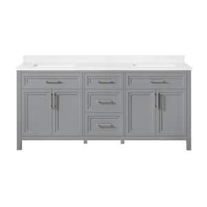 Mayfield 72 in. W x 22 in. D x 34 in. H Double Sink Bath Vanity in American Gray with White Engineered Stone Top