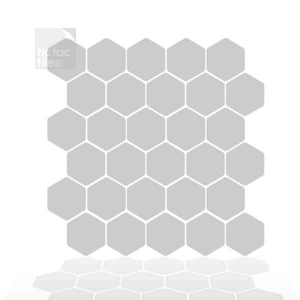 Tic Tac Tiles Hexa Gray 12 in. W x 12 in. H Peel and Stick Self-Adhesive Decorative Mosaic Wall Tile Backsplash (12-Tiles)