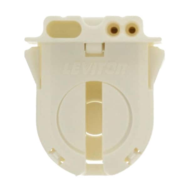 Leviton 660W Medium Base T-8 Bi-Pin Turn Type Lamp-Lock Snap-In/Slide-On Linear Fluorescent Lampholder, White