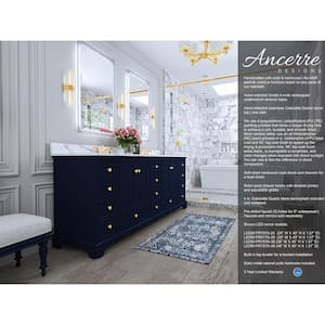 Audrey 84 in. W x 22 in. D x 34.3 in. H Double Sinks Bath Bath Vanity in Heritage Blue with Calacatta Quartz Top