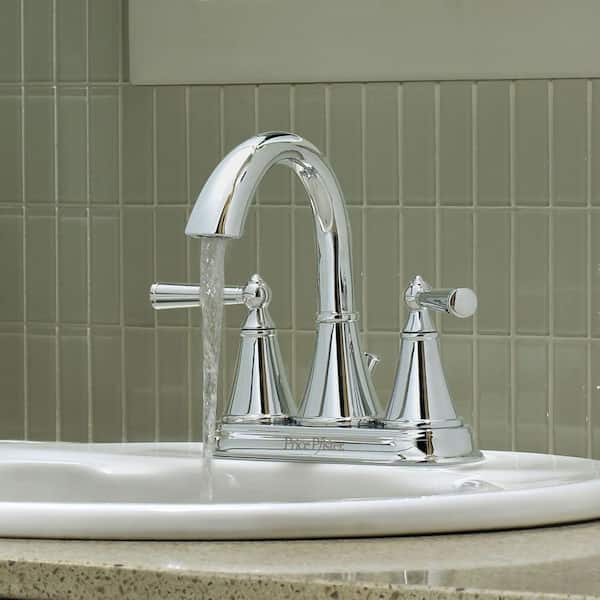 Saxton 4 in. Centerset Double Handle Bathroom Faucet in Polished Chrome