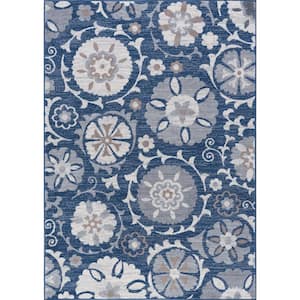 Madison Floral Navy 5 ft. x 7 ft. Indoor Area Rug