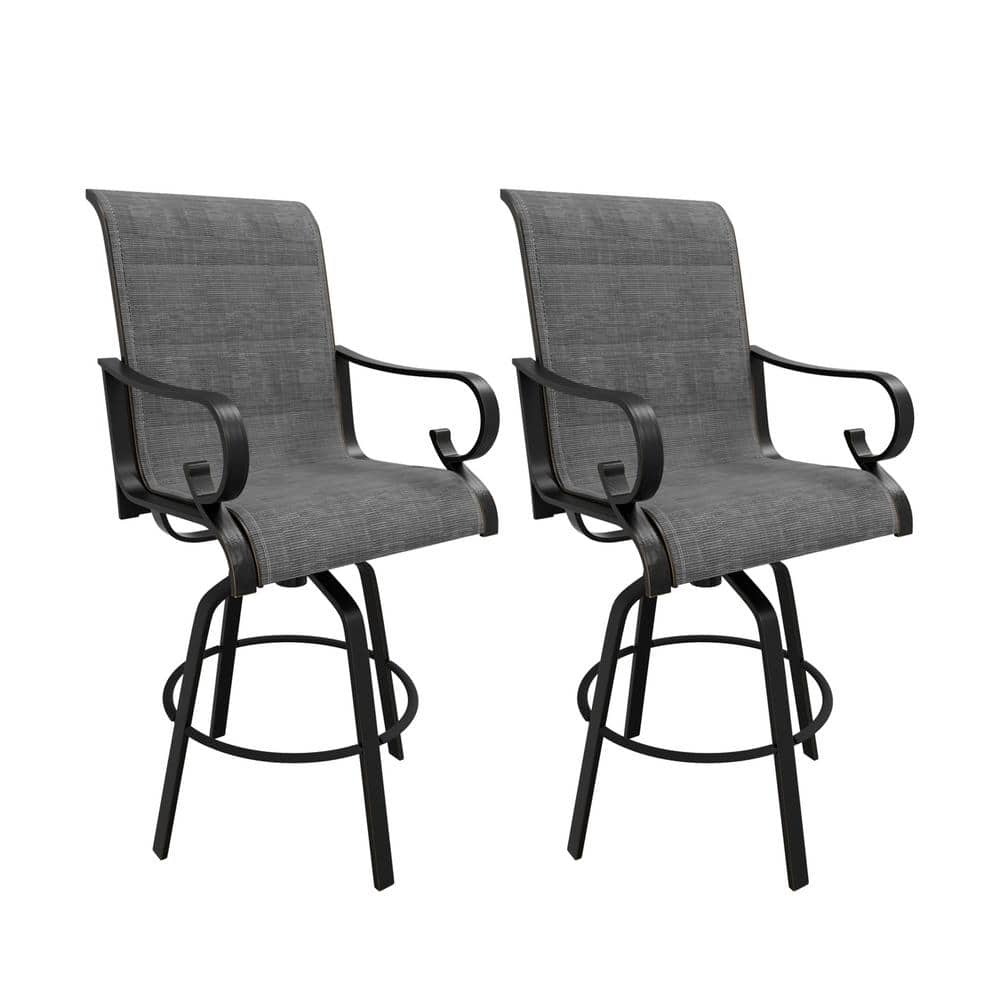 Aluminum Frame Outdoor Dining Chair 360° Swivel Chair Bar Stool with Blended Fabric Seat and Backrest (Set of 2) price history on PriceWatchPro
