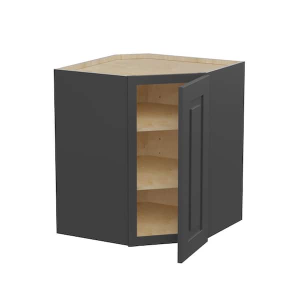 Home Decorators Collection Grayson 20 in. W x 12 in. D x 30 in. H Assembled Plywood Diagonal Wall Kitchen Cabinet in Deep Onyx with Soft Close