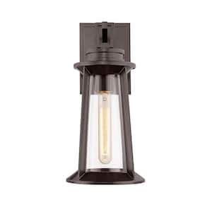 Bolling 7 in. 1-Light Powder Coat Bronze Outdoor Wall Sconce with Clear Glass