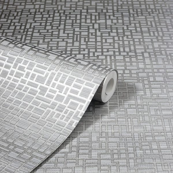 Satoni Silver Geometric Wallpaper Sample