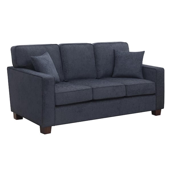 OSP Home Furnishings Russell 71 in. Navy Polyester 3-Seater Lawson Sofa with Removable Cushions