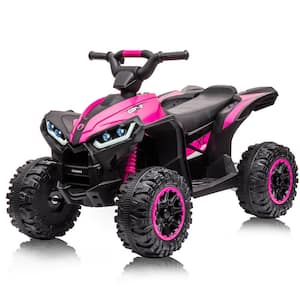 9.5 in. 12V Powered Kids Ride on ATV Car Toy with Remote Control and LED Lights, Pink