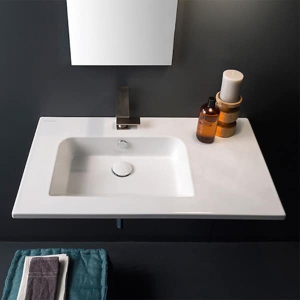 Etra Wall Mounted Bathroom Sink in White