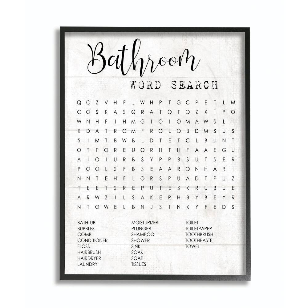 Black Framed Bathroom Word Search Canvas Print