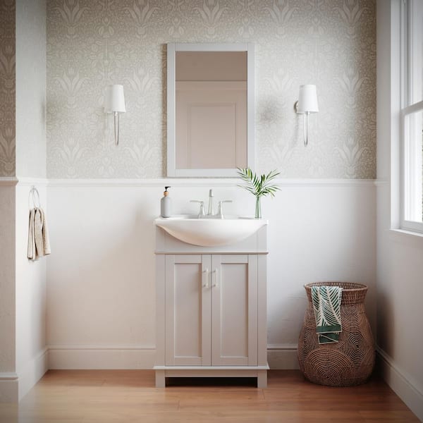 Hartford 24 in. Single Sink Transitional White Bath Vanity with White Ceramic Top and Integrated Sink
