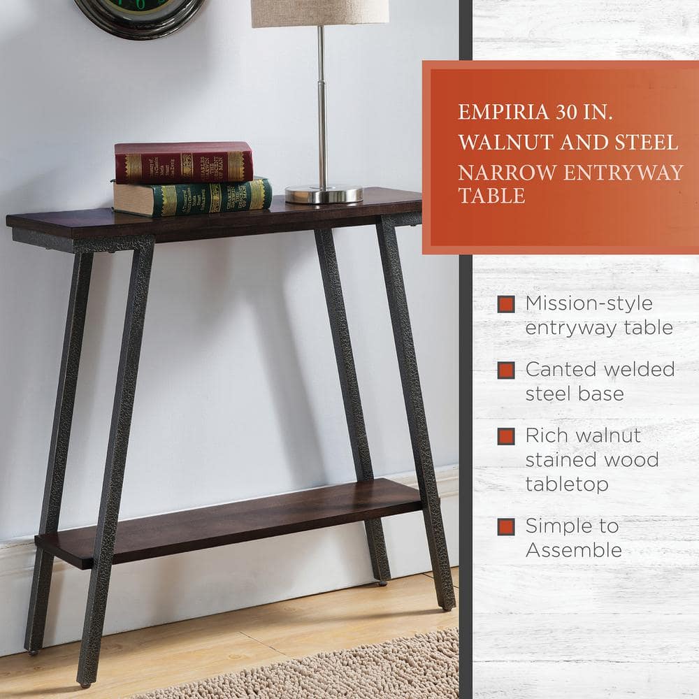 Empiria Modern Industrial Walnut Hall Console with Foundry Bronze Legs