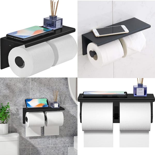 Double Toilet Paper Holder With Shelf and Towel Hanger, Toilet