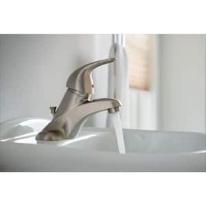 Adler 4 in. Centerset Single-Handle Low-Arc Bathroom Faucet in Spot Resist Brushed Nickel