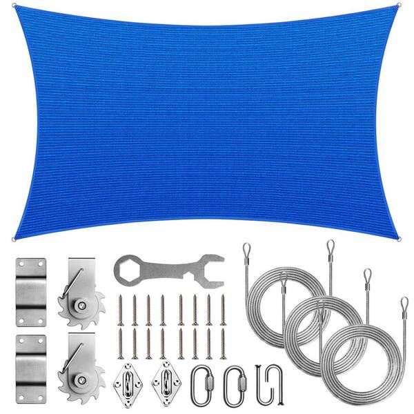 ROYAL SHADE 16 ft. x 20 ft. Rectangle Sun Shade Sail with Hardware TAWAL-Blue