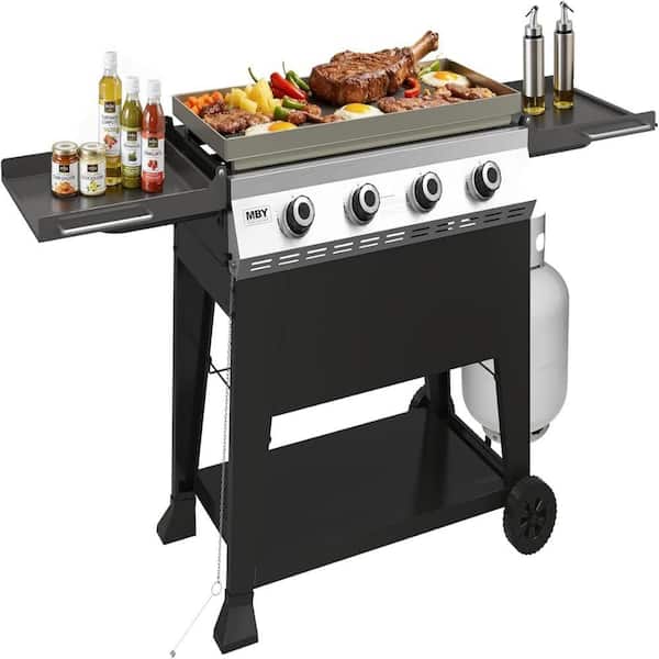 4-Burner Dual Fuel Grill in Black with Cover