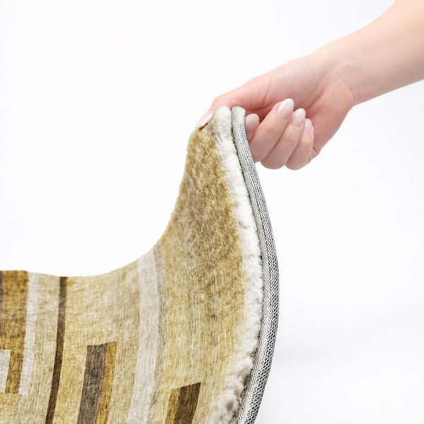 Dream Shag Premium Machine Washable Abstract ADS766 Khaki 10 ft. x 14 ft. Area Rug