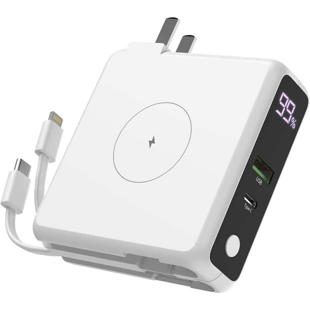 Etokfoks Portable Power Bank with Wireless Charger, AC Wall Plug and