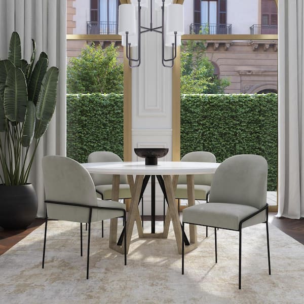 Modern Metal Dining Chair-Loden Green Velvet (Single)