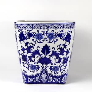 Euro Ceramica ClayBarn Blue and White Camelia Garden Ceramic Planter