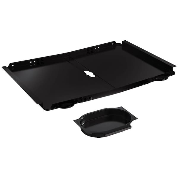 Universal Black Stainless Steel Grease Tray with Heat-Resistant Handles and Catch Pan – Adjustable Fit for Gas Grill
