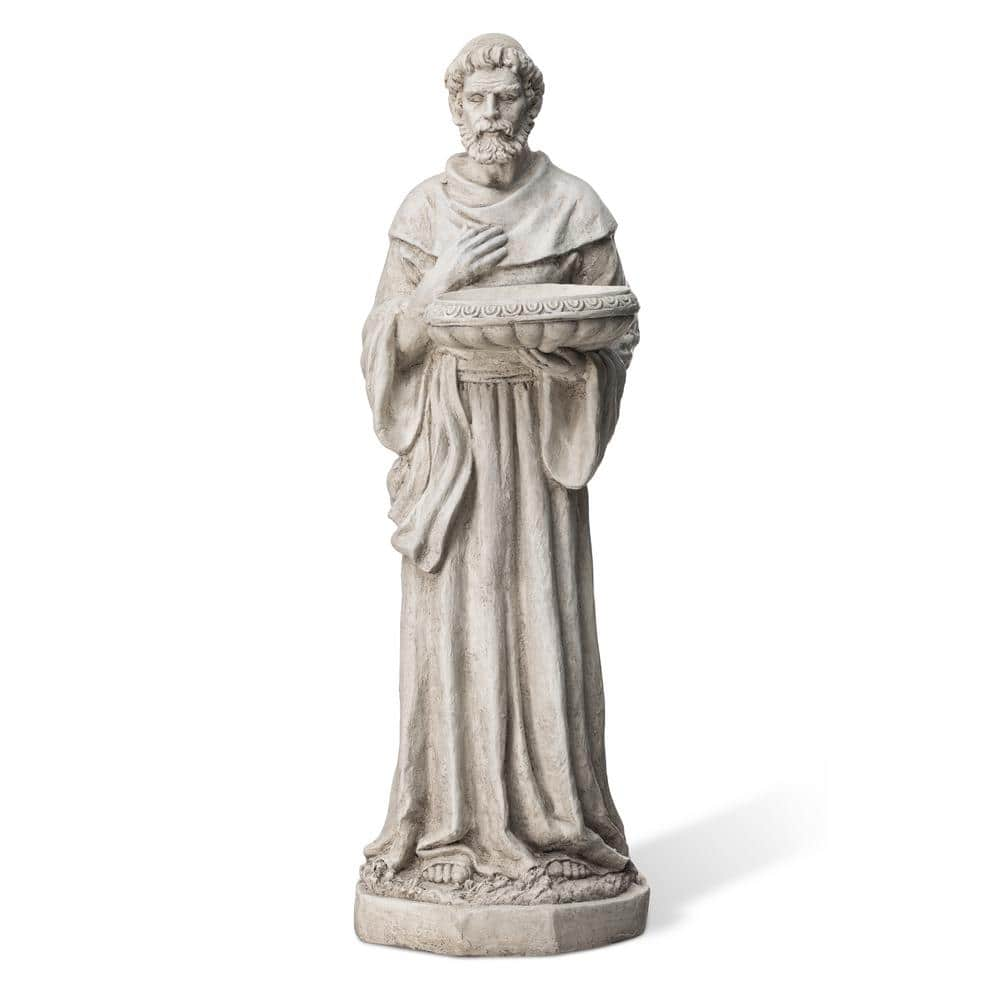 Glitzhome 32.75 in. H MGO St. Francis Garden Statue with Birdfeeder ...