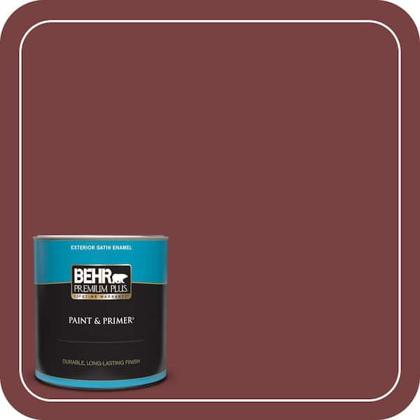 BEHR PREMIUM PLUS 1 qt. #PPF-01 Tile Red Satin Enamel Exterior Paint & Primer