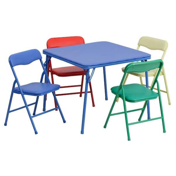 Carnegy Avenue Mindy Blue Kids 5-Piece Folding Table and Chair Set
