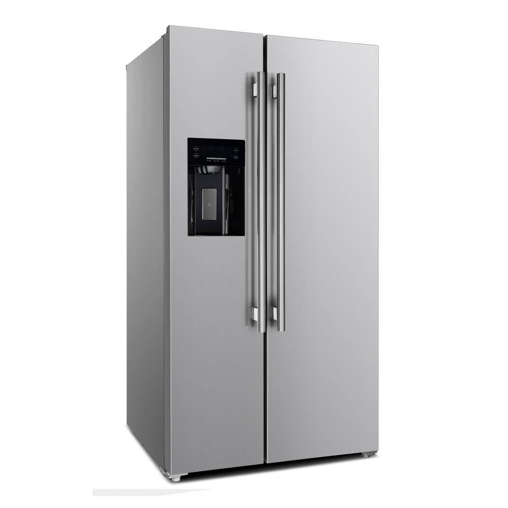 36-Inch Stainless Steel Side-by-Side Refrigerator with Ice Maker