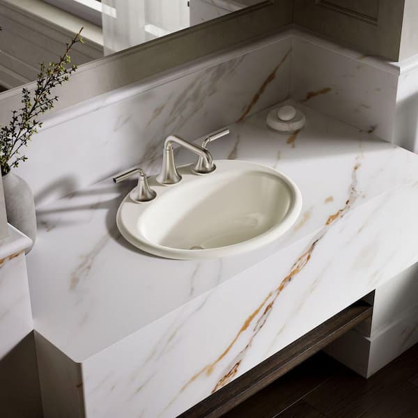 KOHLER Farmington 19.3 in. x 16.25 in. Drop-In Bathroom Sink in Biscuit Cast Iron