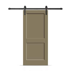 36 in. x 84 in. 2 Panel Shaker Hollow Core Olive Green Painted Composite Interior Sliding Barn Door with Hardware Kit