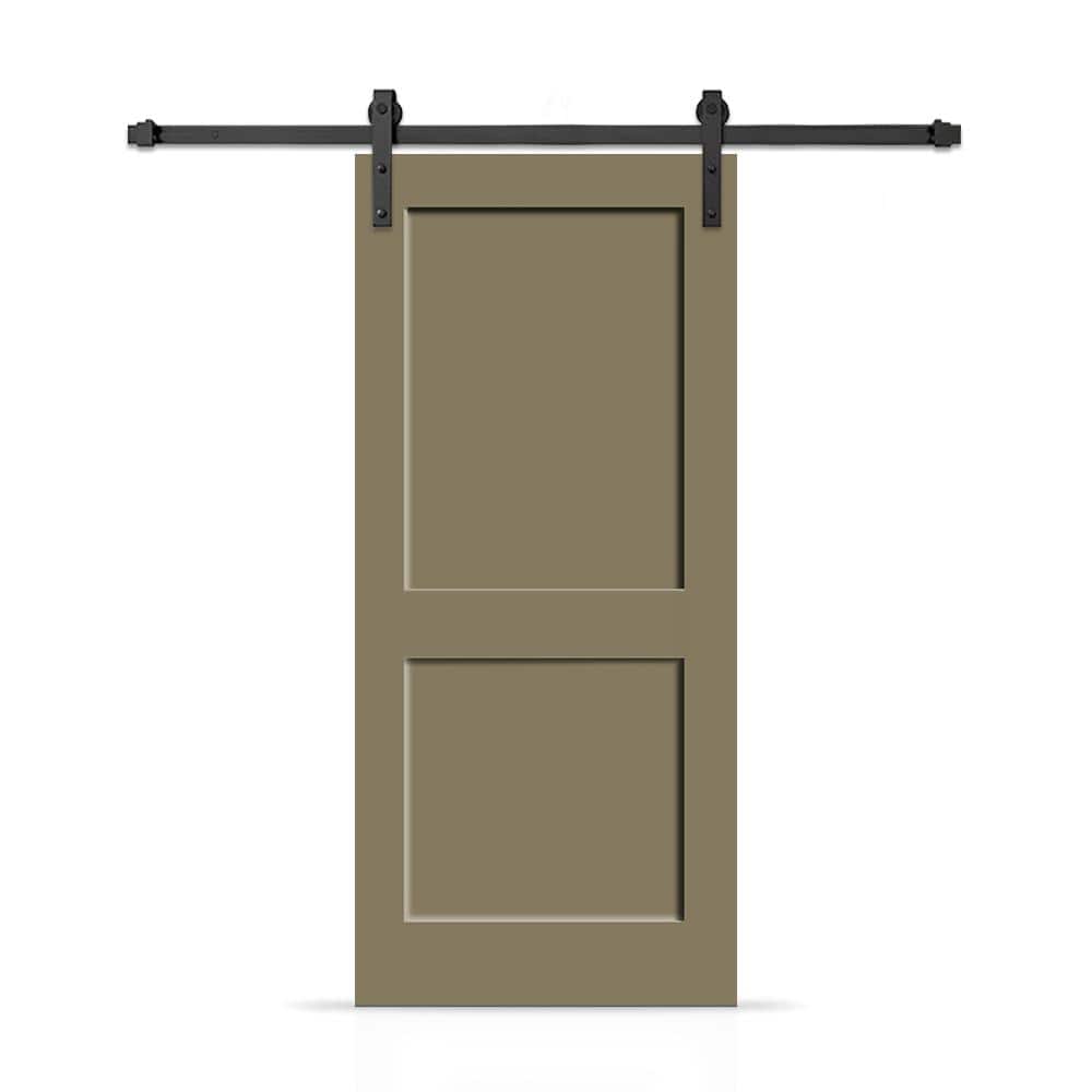 42 in. x 84 in. 2 Panel Shaker Hollow Core Olive Green Painted Composite Interior Sliding Barn Door with Hardware Kit price history on PriceWatchPro