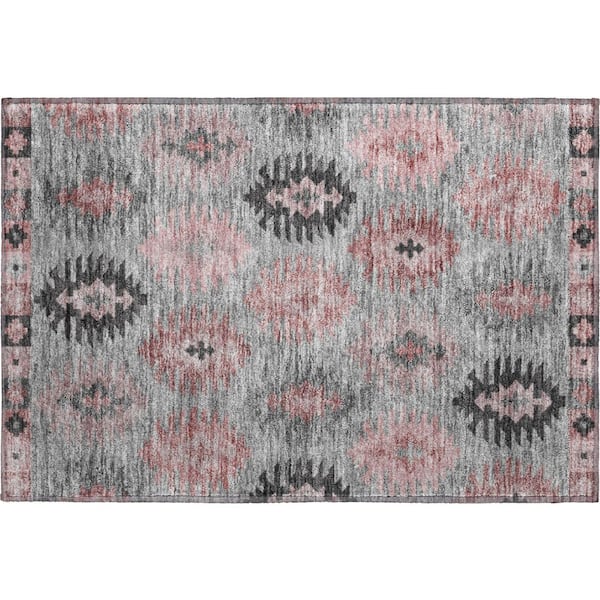 Mayfield Premium Machine Washable Abstract AMF983 Gray 1 ft. 8 in. x 2 ft. 6 in. Area Rug