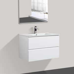 29 in. W x 18.7 in. D x 20.5 in. H Wall Mounted Single Bath Vanity Cabinet without Top in Gloss White