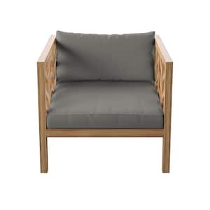 Acacia Outdoor Sectional Corner Sofa Seat with Grey Cushion