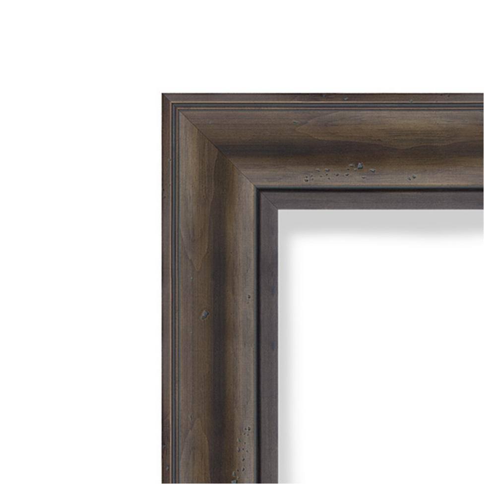Rustic Pine Brown Wood Framed Bathroom Vanity Mirror