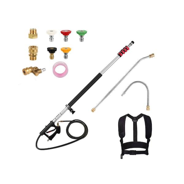 24 ft. Telescoping Pressure Washer Extension Wand with Gutter Cleaner 5 Spray Nozzle Tips High Reach Cleaning