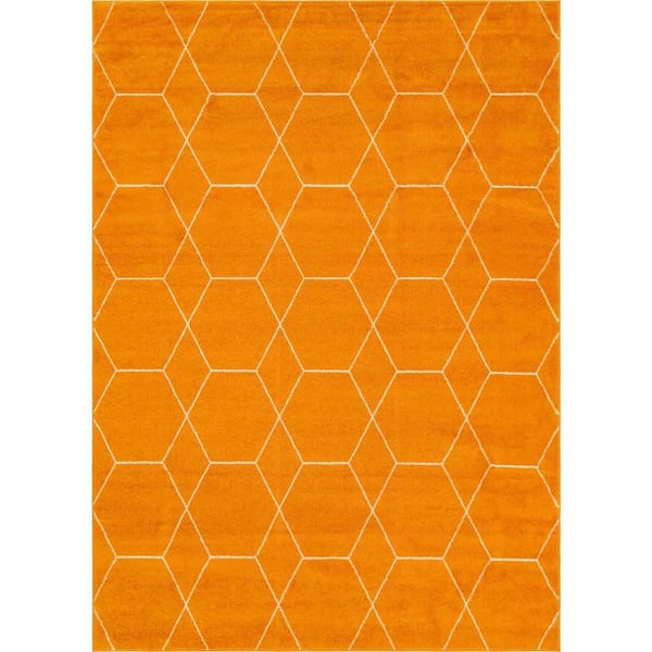StyleWell Trellis Frieze Orange/Ivory 8 ft. x 11 ft. Geometric Area Rug