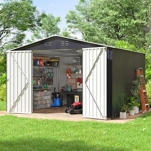 Anti-Corrosion Utility 5.26 ft. x 7.37 ft. Outdoor Metal Storage Shed, with Lockable Door, Shutter Vents (38.84 sq. ft.)