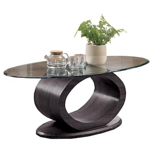 47.25 in. Gray Oval Glass Top Coffee Table