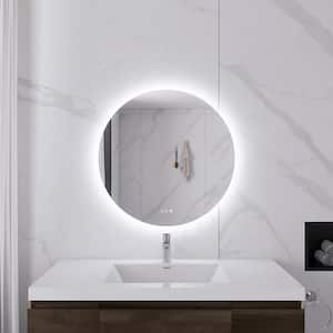 32 in. W x 32 in. H Round Acrylic Framed Color Temperature Adjust LED Bathroom Vanity Mirror