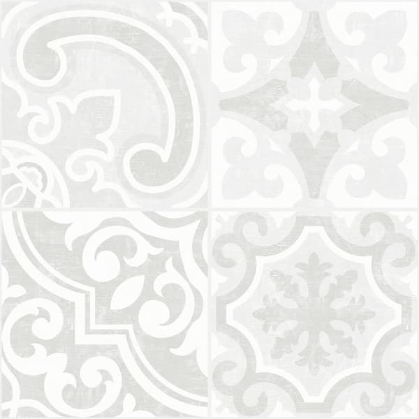 WallPOPs Holly Warm Grey Embossed Peel and Stick Backsplash Tile Wall Decal